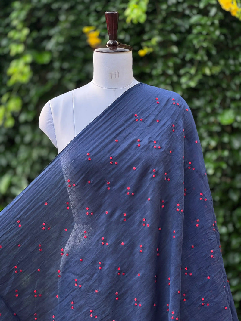 Embroidered 40gm Banarasi Chanderi Fabric