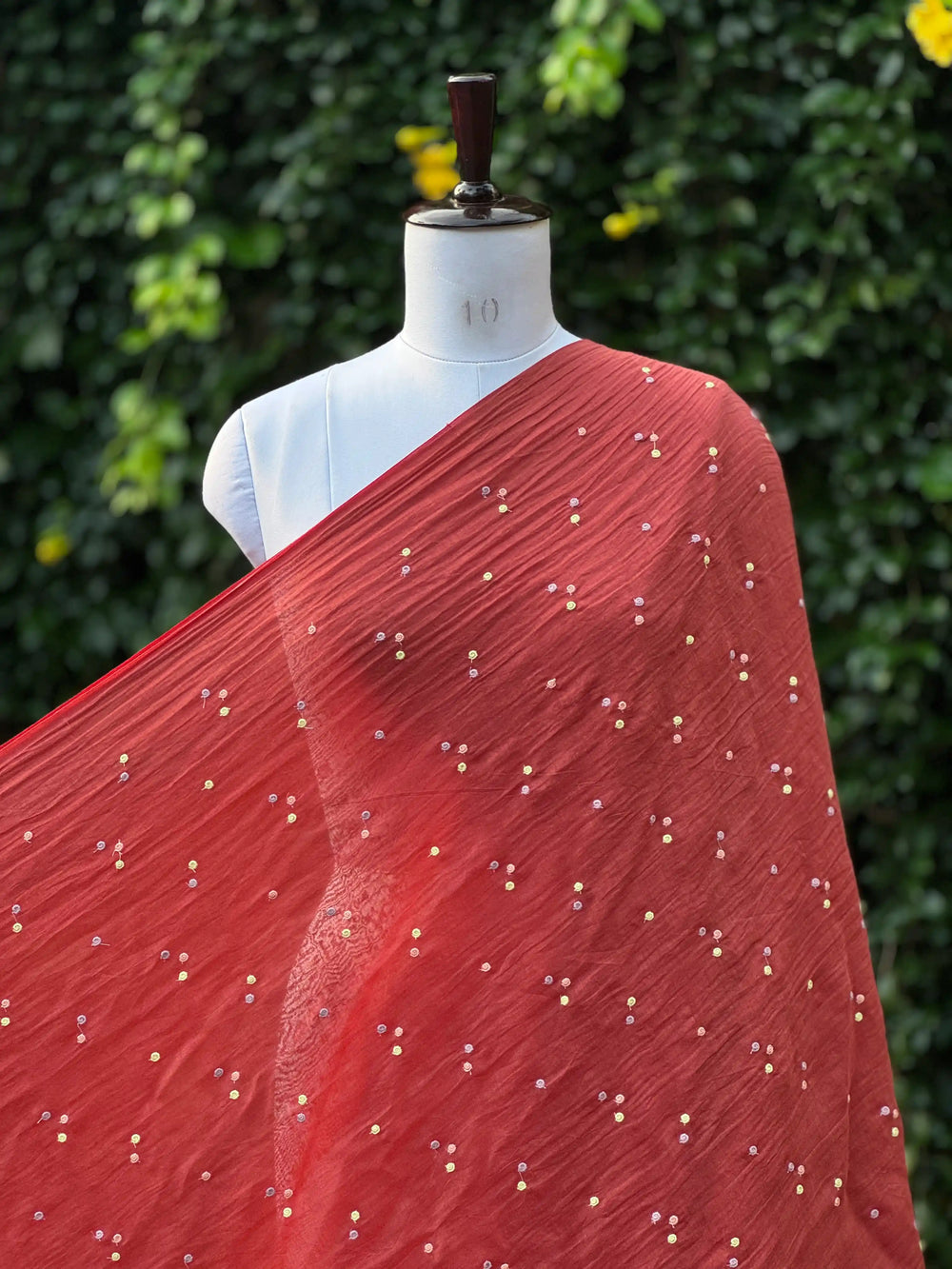Embroidered 40gm Banarasi Chanderi Fabric