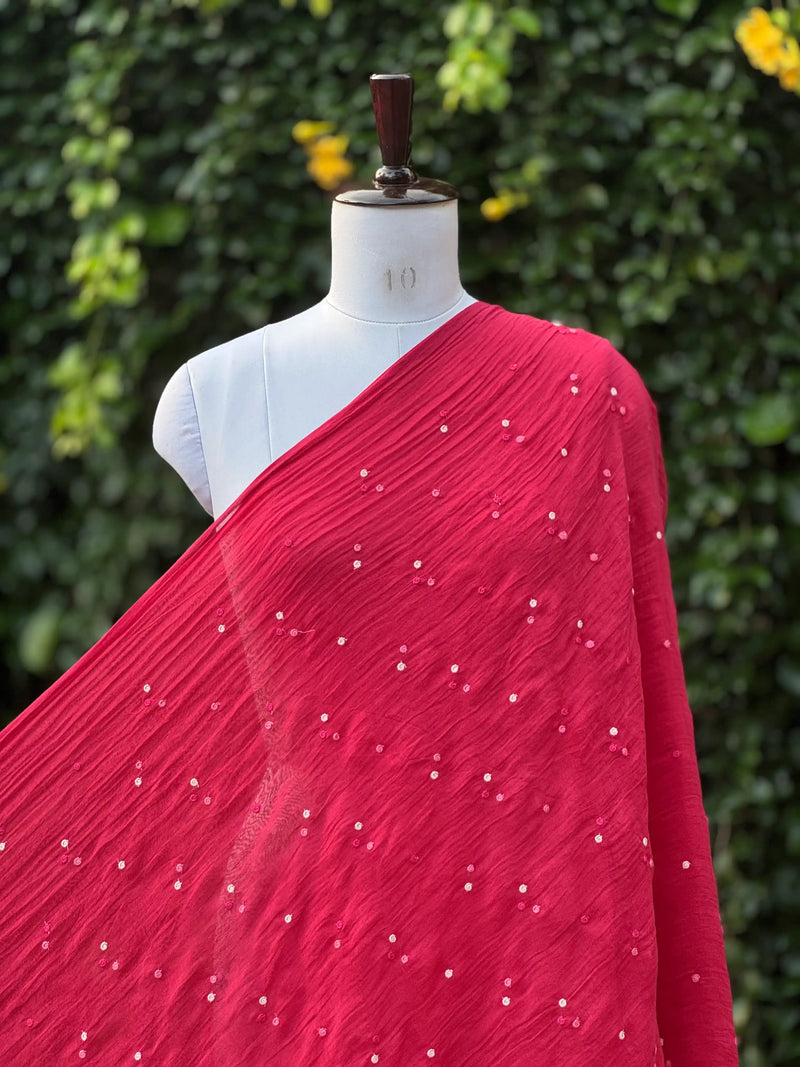 Embroidered 40gm Banarasi Chanderi Fabric