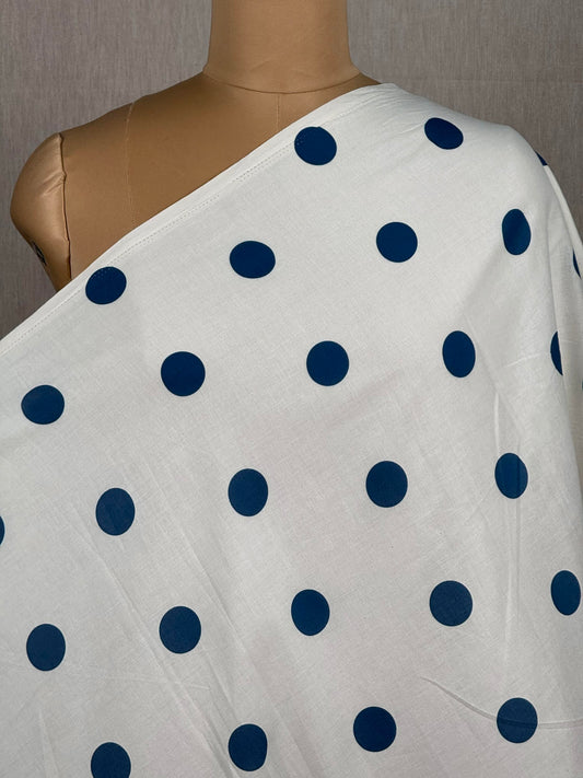 Polka Dots Printed Kora Fabric