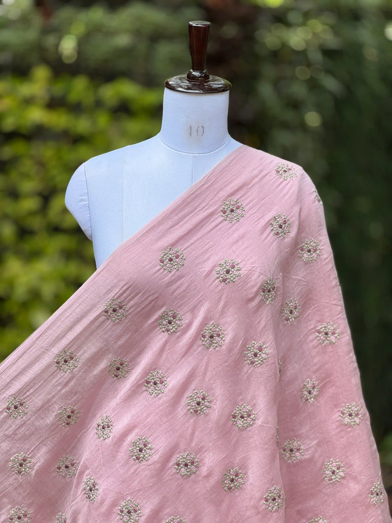 Embroidered 40gm Banarasi Chanderi Fabric