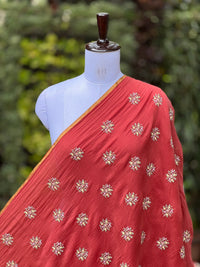 Embroidered 40gm Banarasi Chanderi Fabric