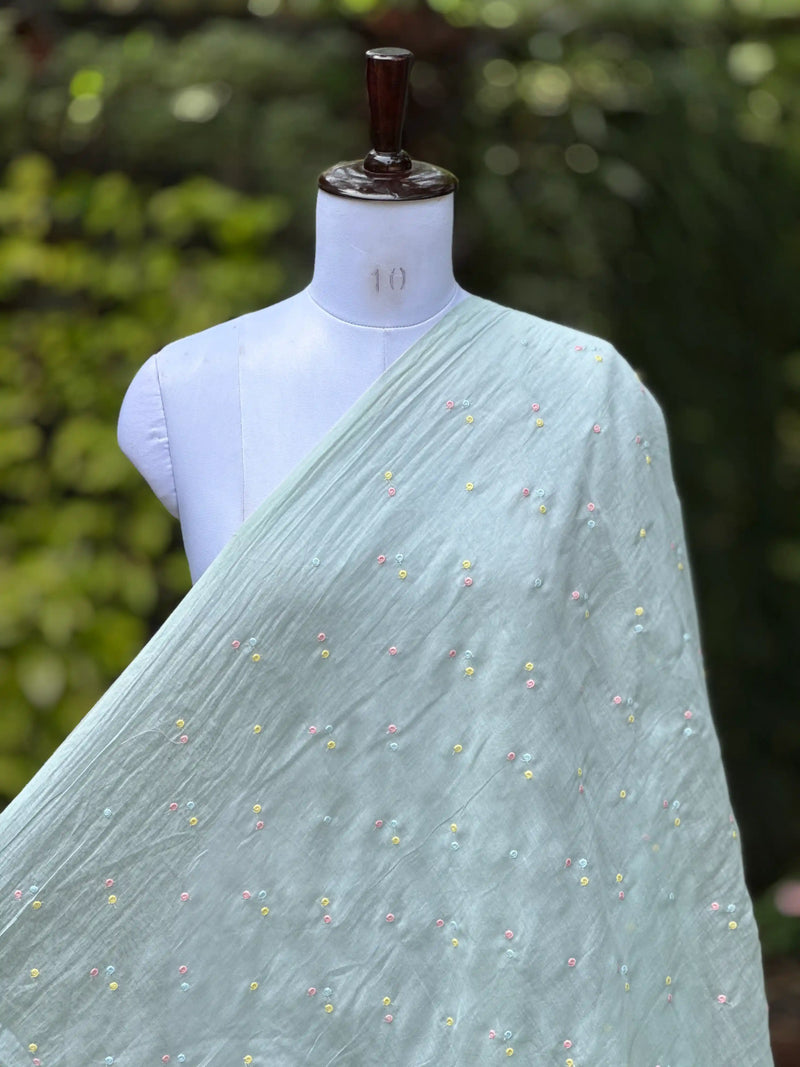 Embroidered 40gm Banarasi Chanderi Fabric