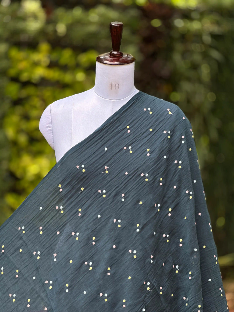 Embroidered 40gm Banarasi Chanderi Fabric