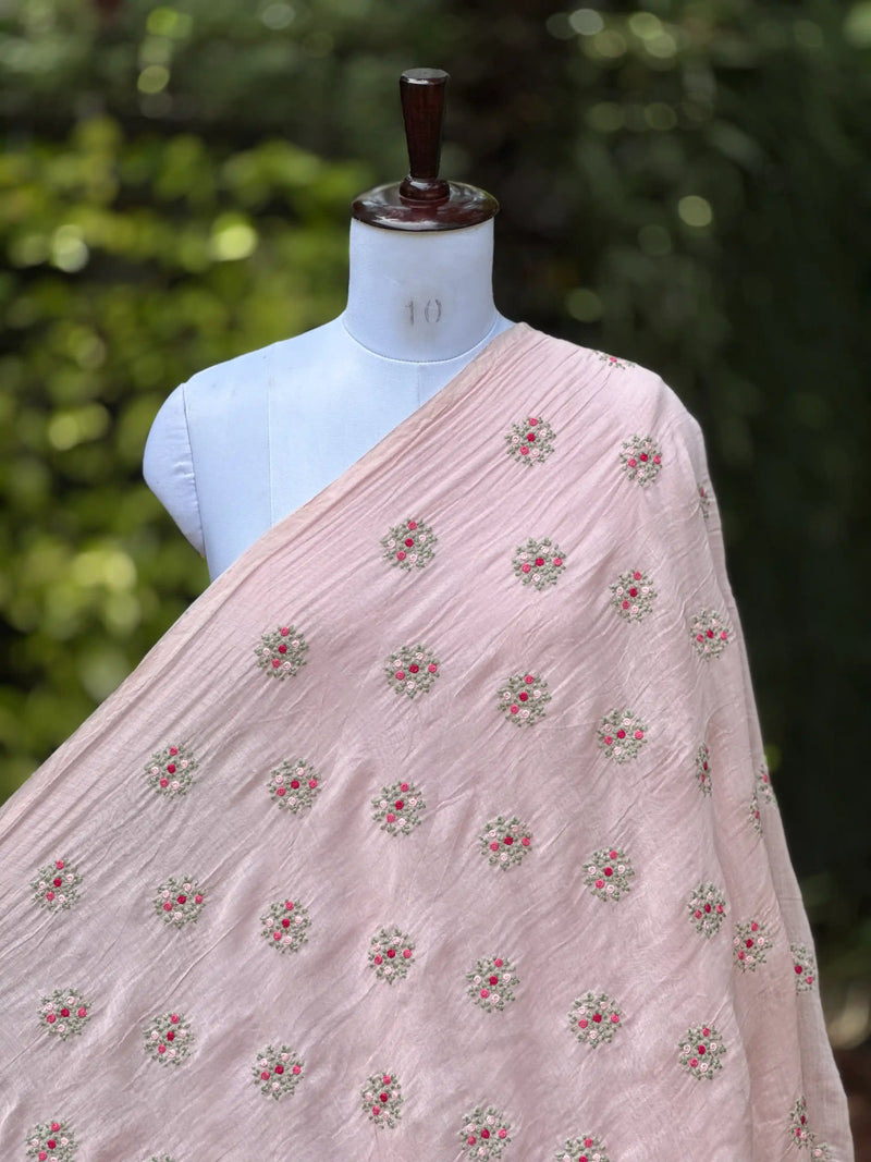 Embroidered 40gm Banarasi Chanderi Fabric