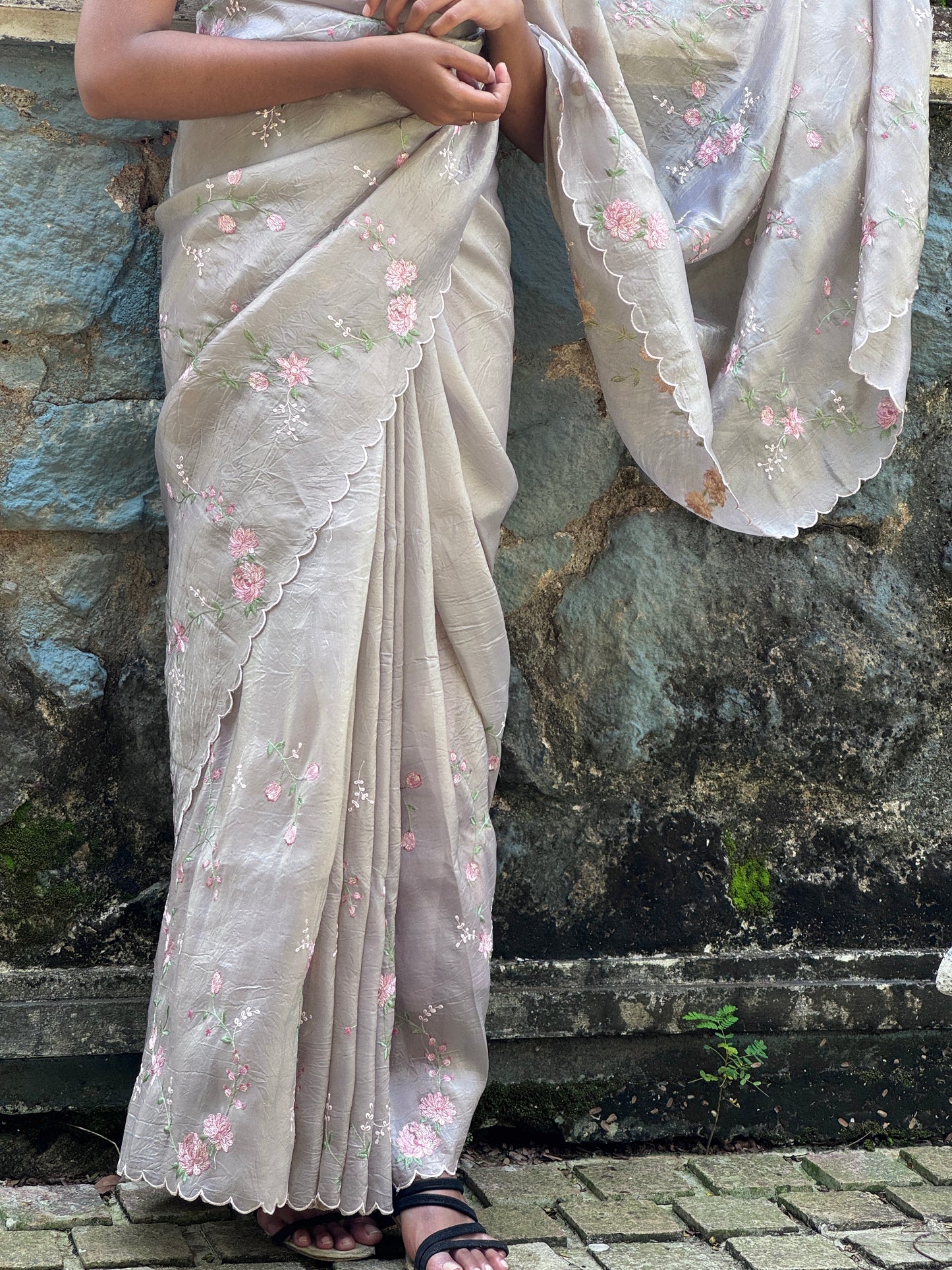 Embroidered Viscose Shimmer Organza Saree