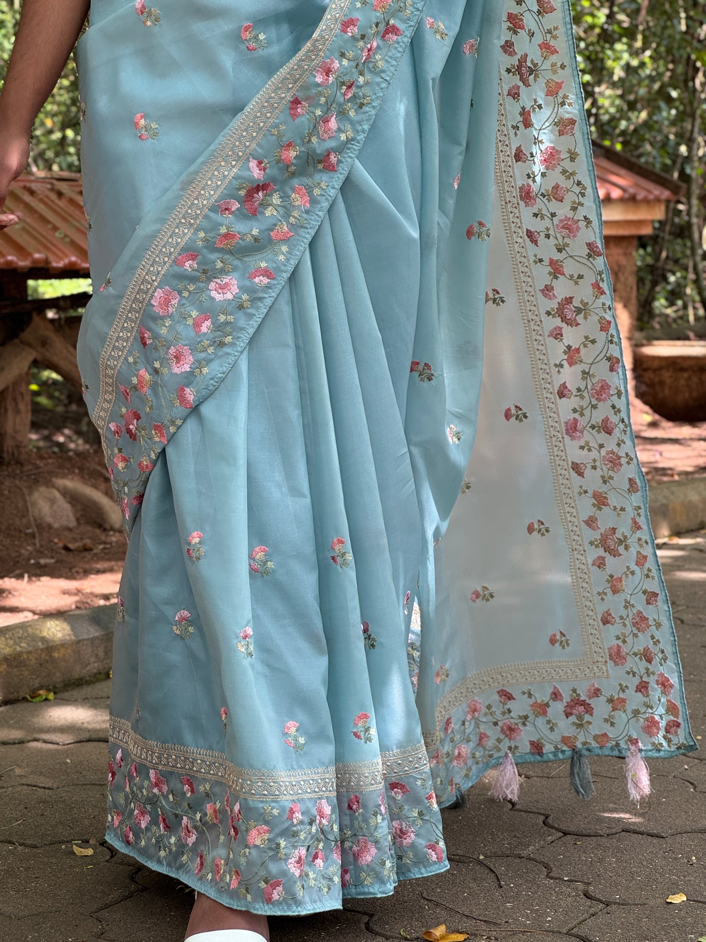 Embroidered Viscose Organza Tissue Saree