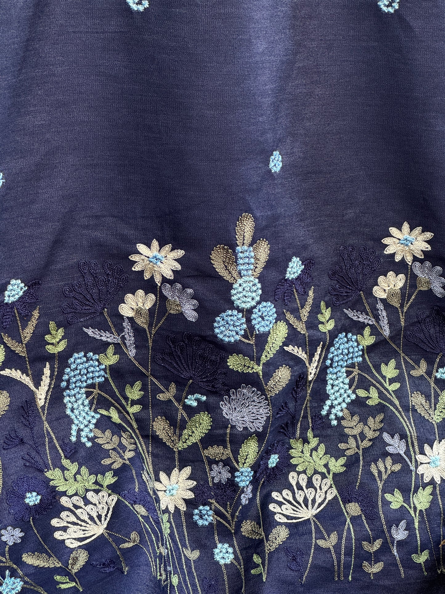 Border Embroidered Denim fabric