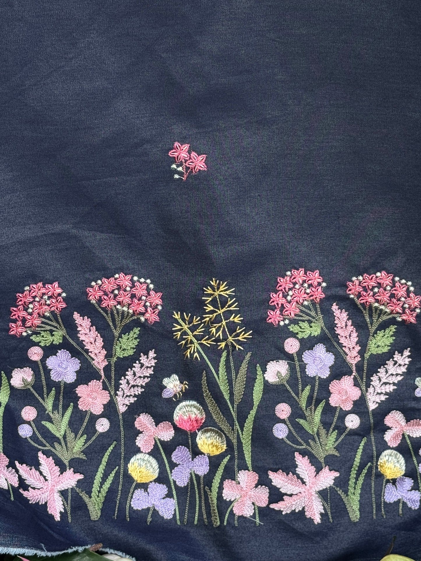 Border Embroidered Denim fabric