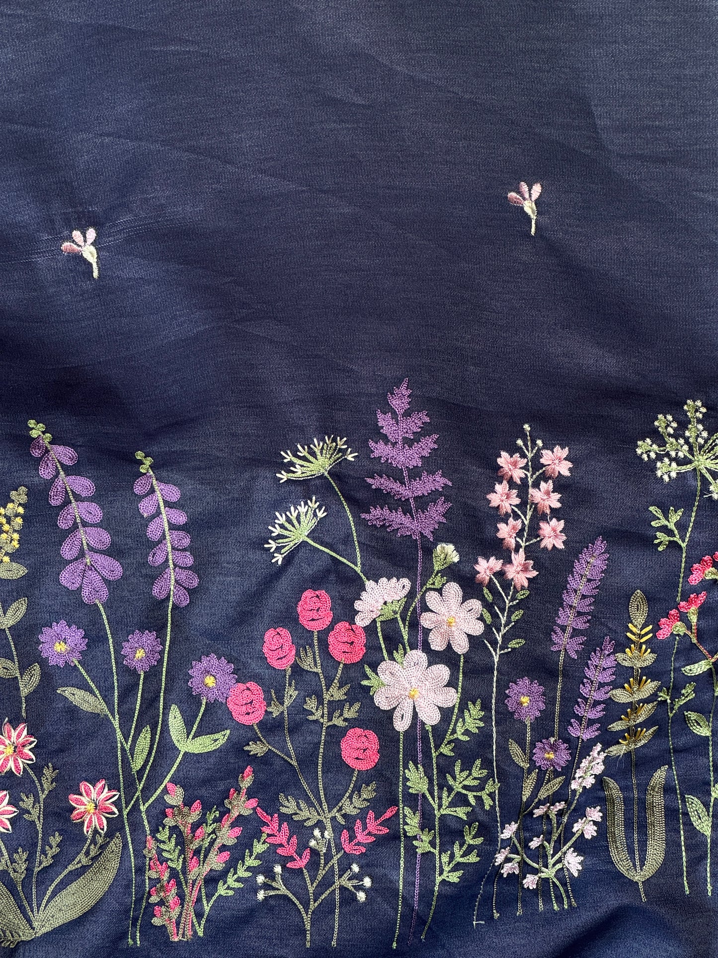 Border Embroidered Denim fabric