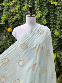 Embroidered 40 gm Banarasi Chanderi Fabric
