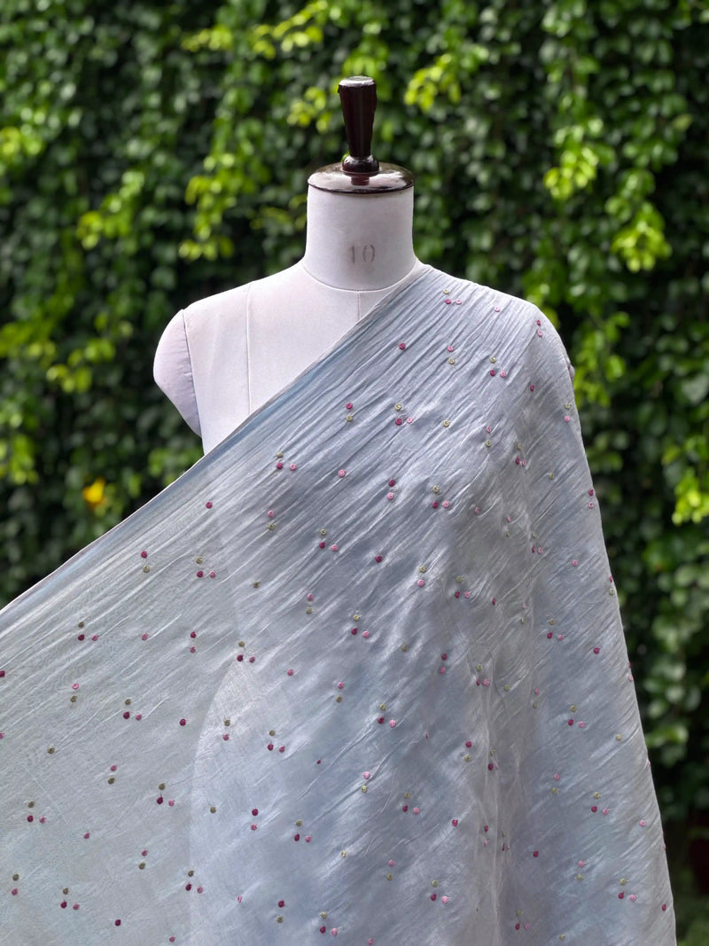 Embroidered 40 gm Banarasi Chanderi Fabric