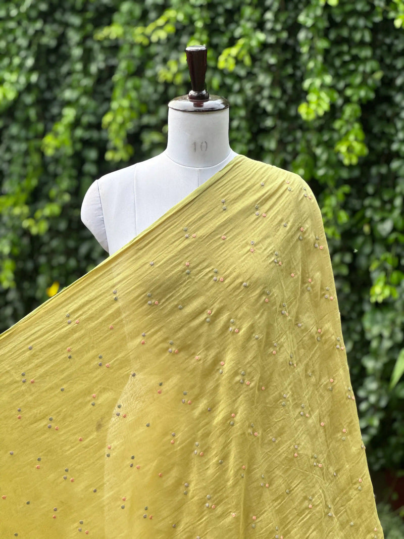 Embroidered 40 gm Banarasi Chanderi Fabric