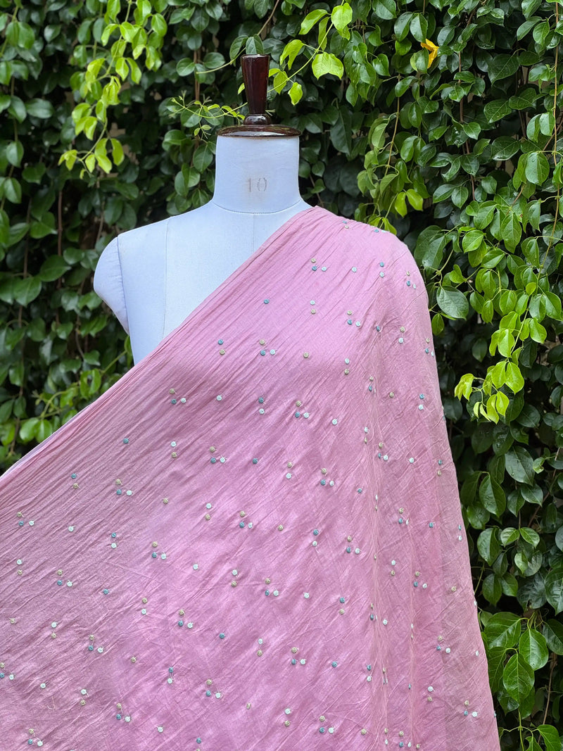 Embroidered 40 gm Banarasi Chanderi Fabric