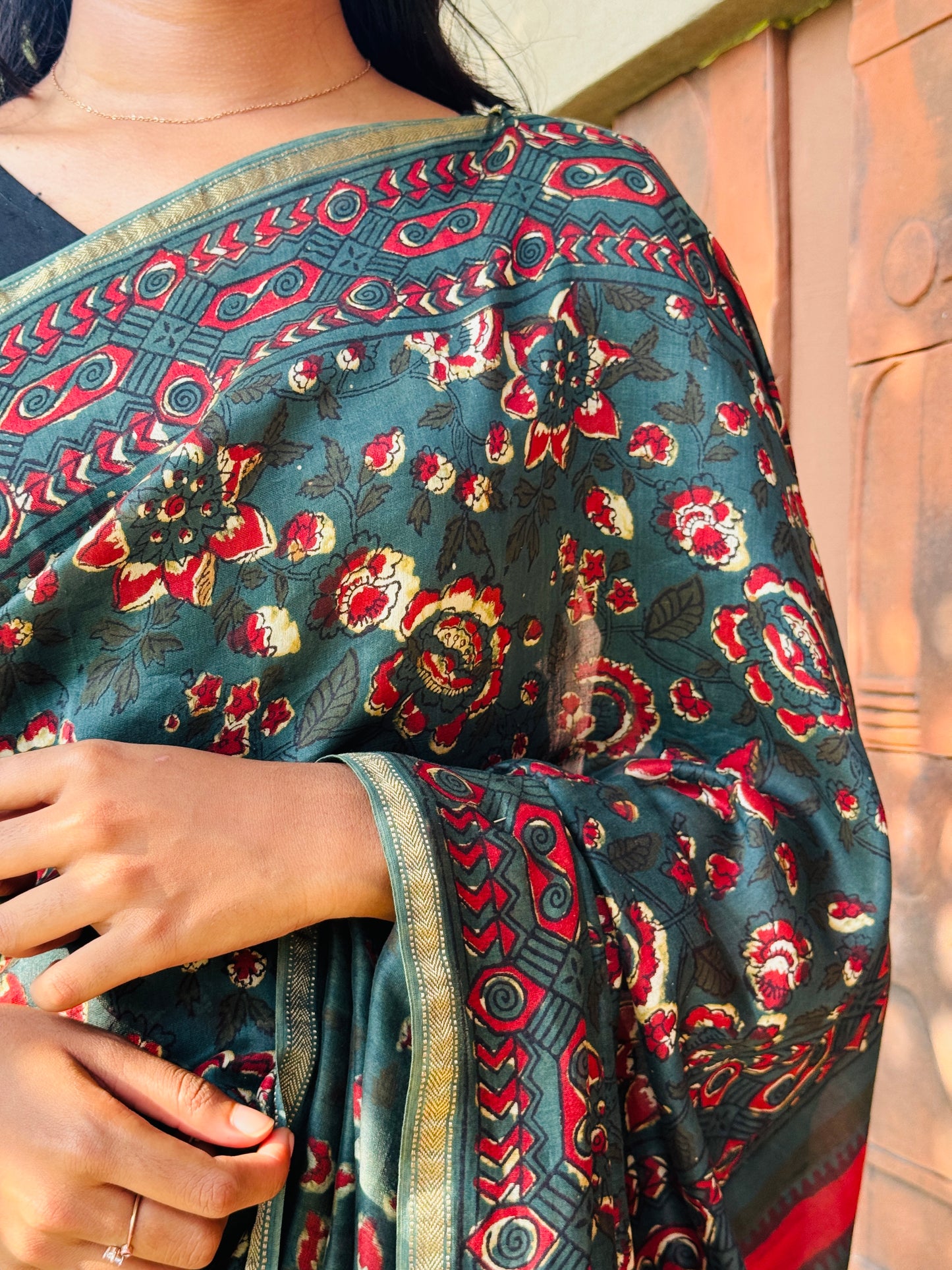 Block printed Maheswari Chanderi Saree