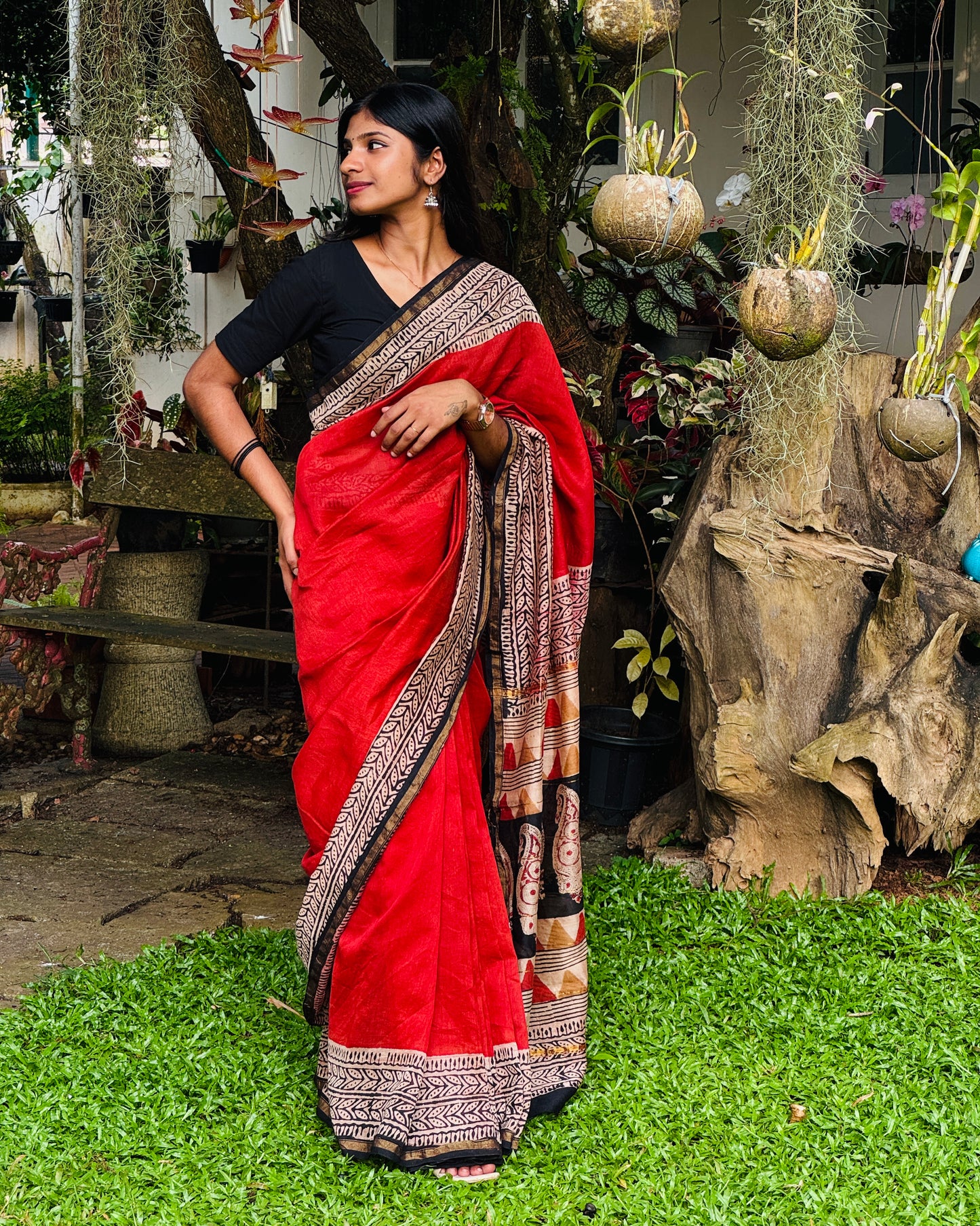 Block Printed Chanderi Saree