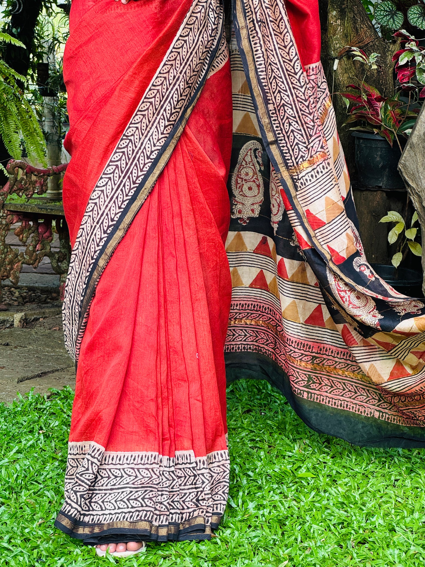 Block Printed Chanderi Saree