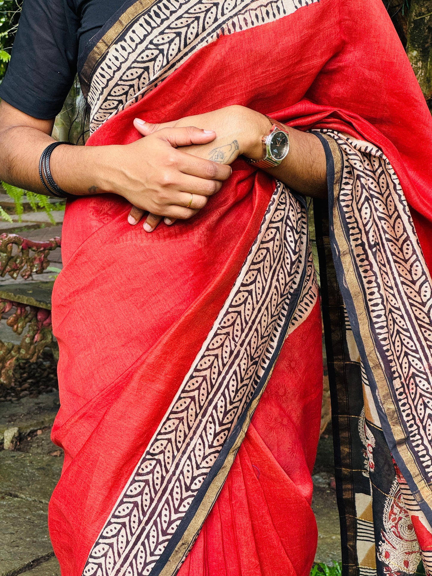 Block Printed Chanderi Saree