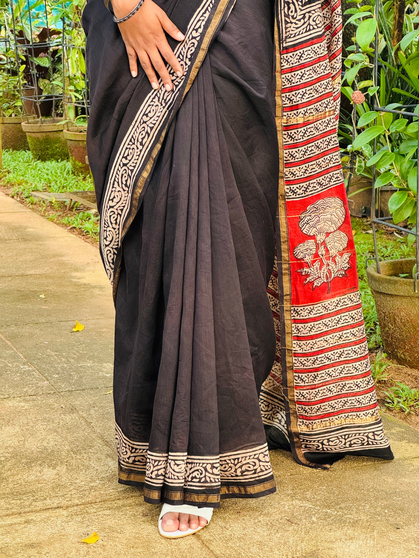 Block Printed Chanderi Saree