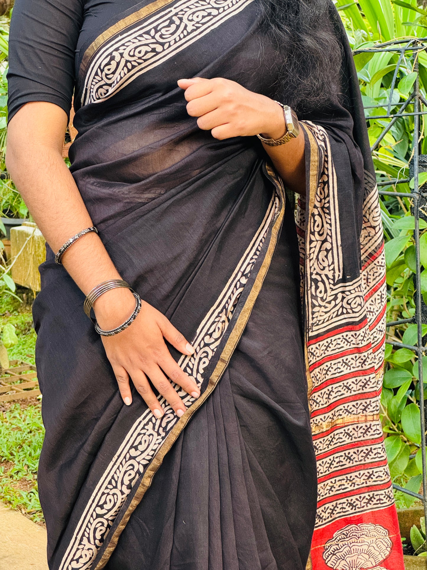 Block Printed Chanderi Saree