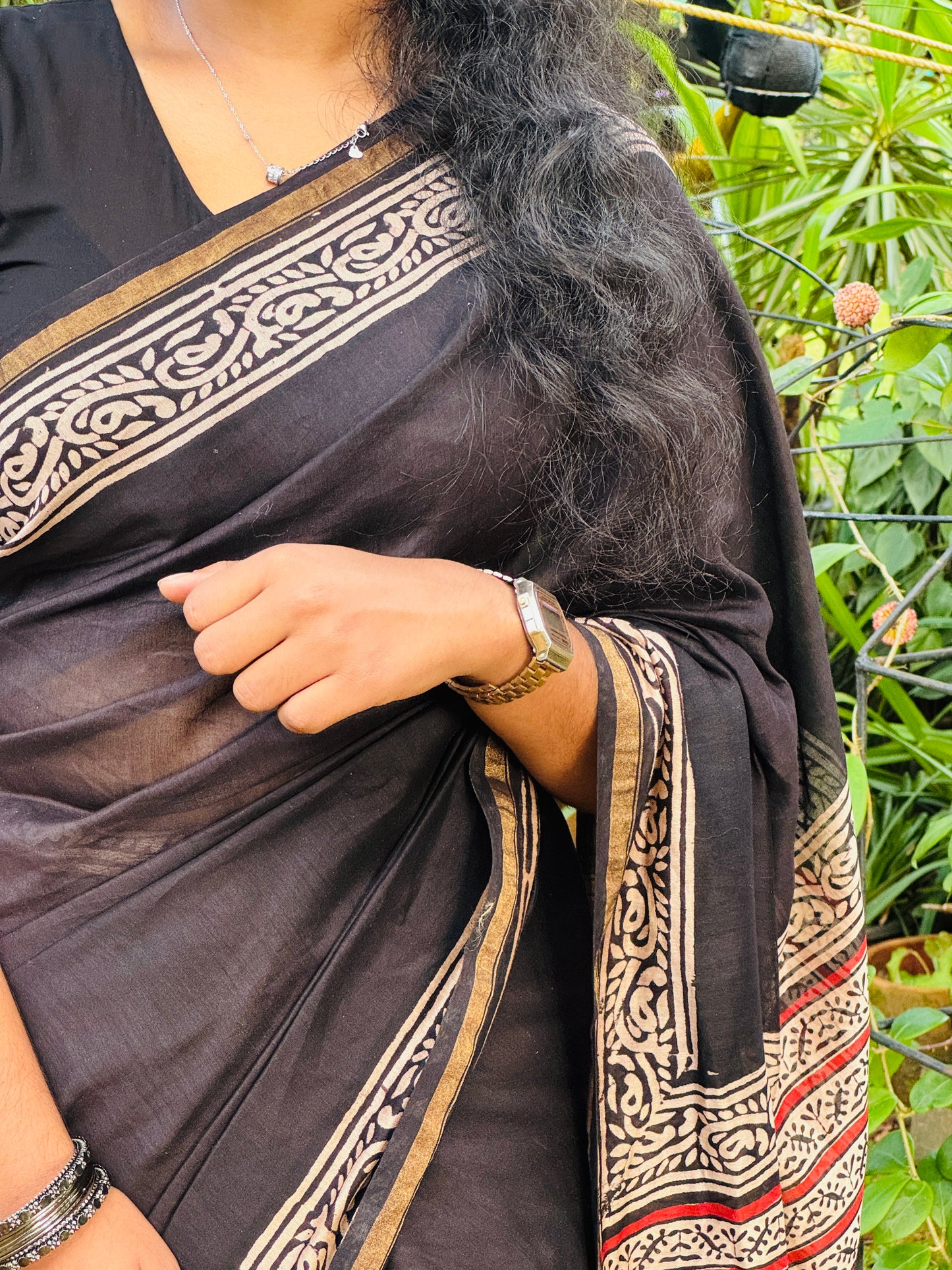 Block Printed Chanderi Saree