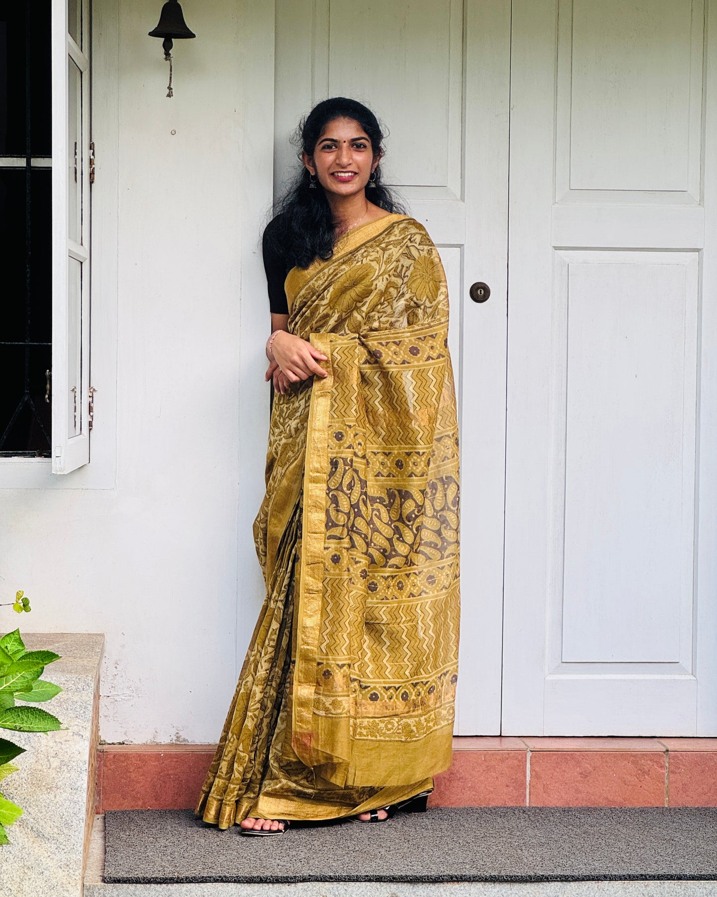 Block printed Maheswari Chanderi Saree