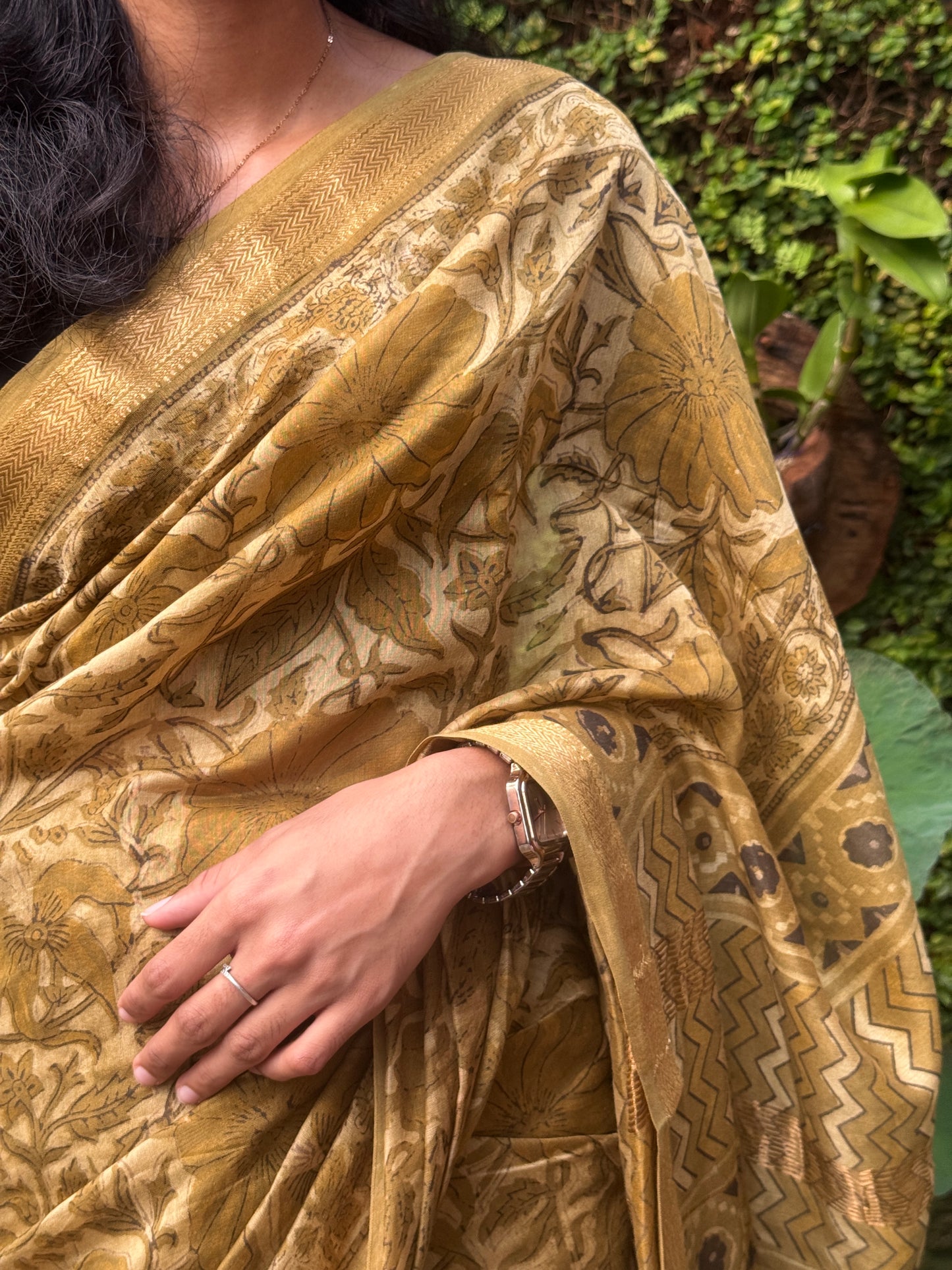 Block printed Maheswari Chanderi Saree