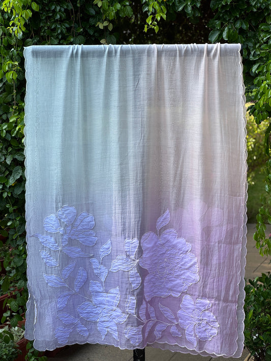 Applique Embroidered 4D Banarasi Silk Chanderi Dupatta