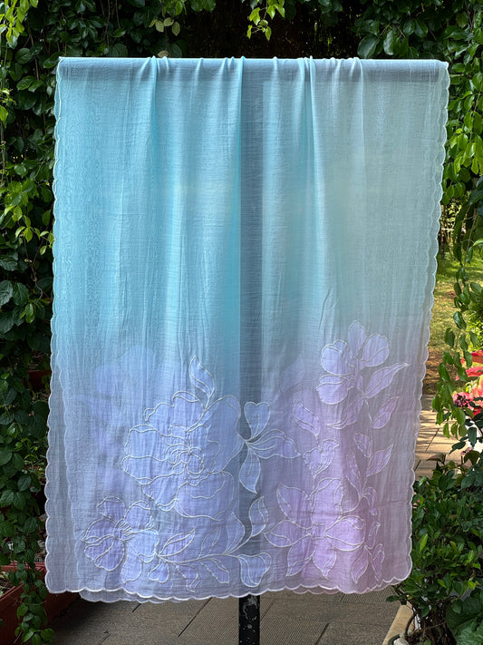 Applique Embroidered 4D Banarasi Silk Chanderi Dupatta