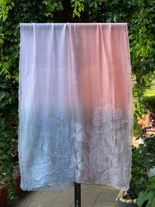 Applique Embroidered 4D Banarasi Silk Chanderi Dupatta