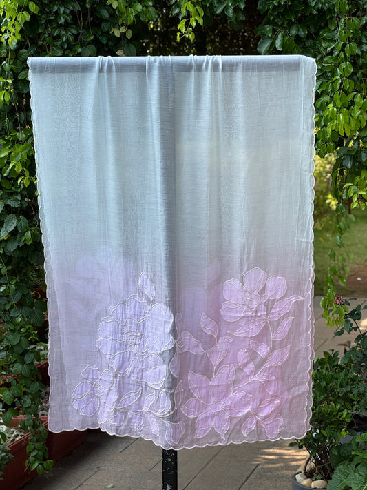 Applique Embroidered 4D Banarasi Silk Chanderi Dupatta