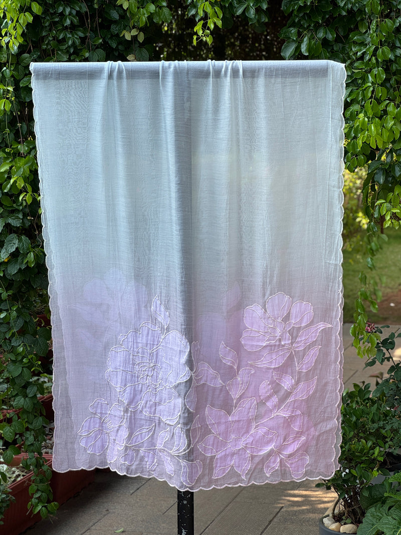 Applique Embroidered 4D Banarasi Silk Chanderi Dupatta
