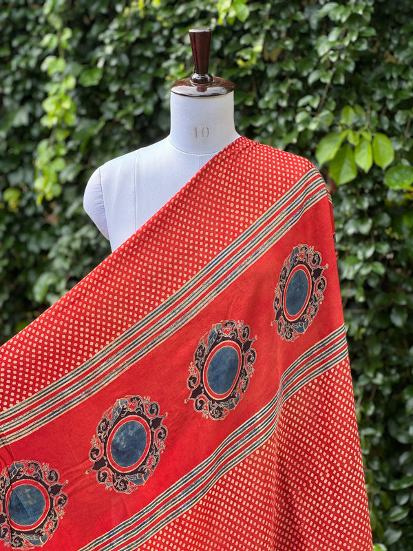 Ajrakh Modal Satin Fabric