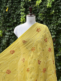 Embroidered - Brush painted 40gm Banarasi Chanderi Fabric