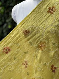 Embroidered - Brush painted 40gm Banarasi Chanderi Fabric