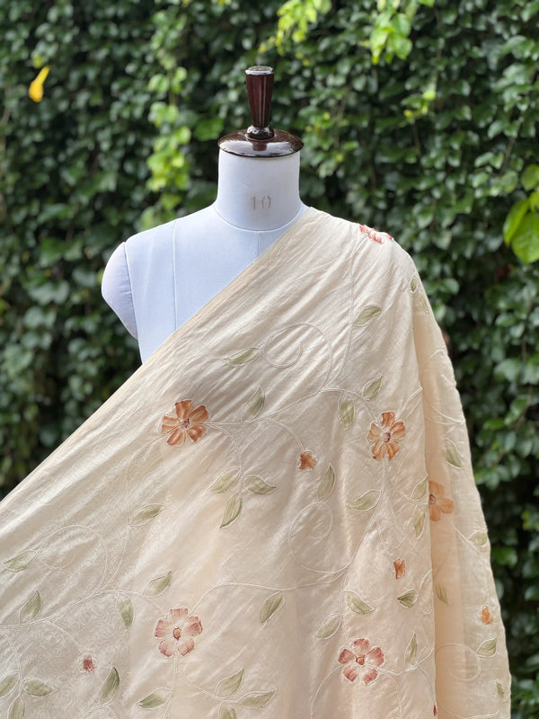 Embroidered - Brush painted 40gm Banarasi Chanderi Fabric