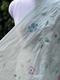 Embroidered - Brush painted 40gm Banarasi Chanderi Fabric