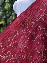 Embroidered - Brush painted 40gm Banarasi Chanderi Fabric