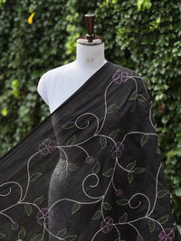 Embroidered - Brush painted 40gm Banarasi Chanderi Fabric