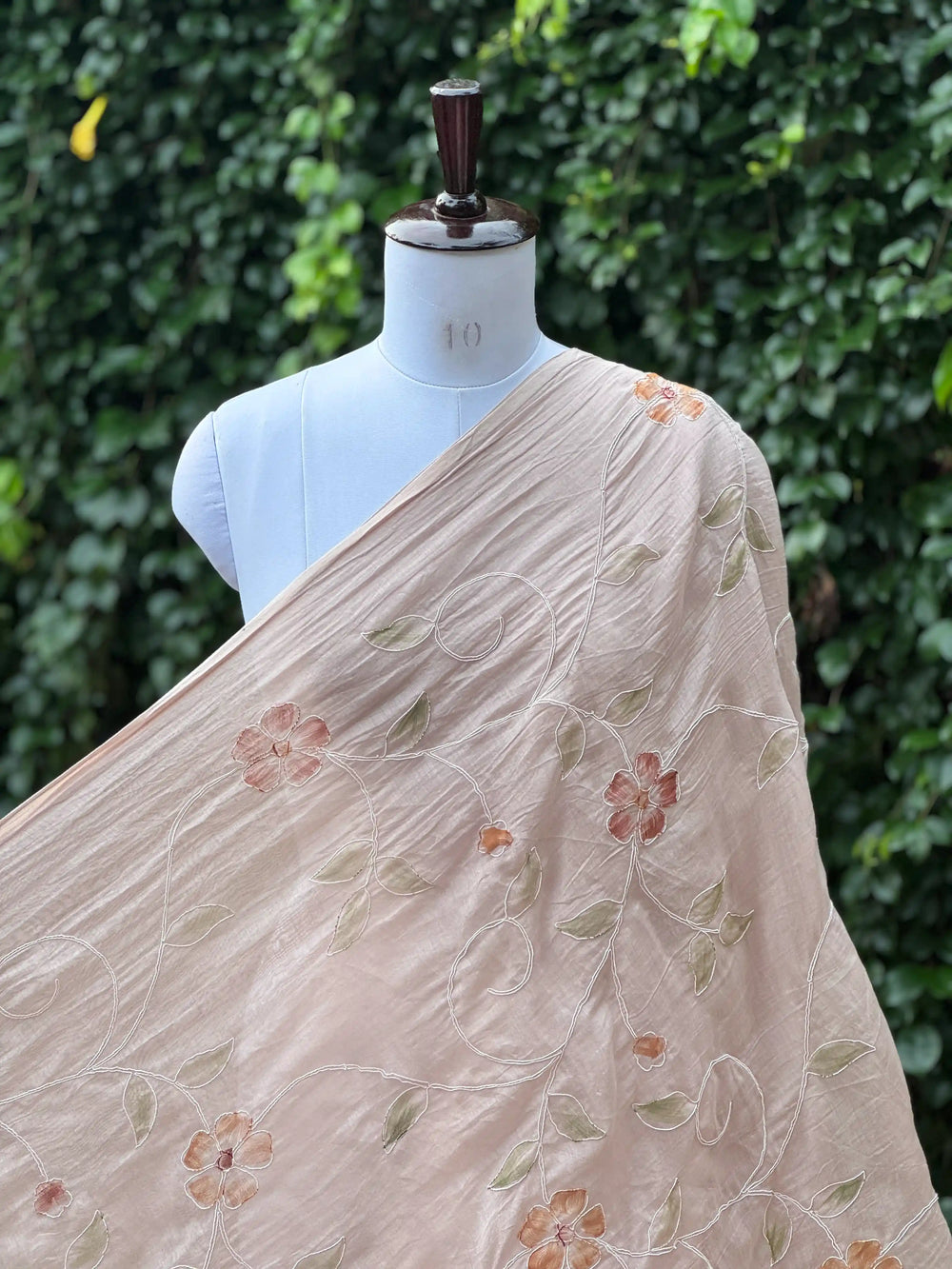 Embroidered - Brush painted 40gm Banarasi Chanderi Fabric