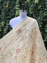 Embroidered - Brush painted 40gm Banarasi Chanderi Fabric