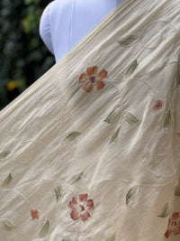 Embroidered - Brush painted 40gm Banarasi Chanderi Fabric