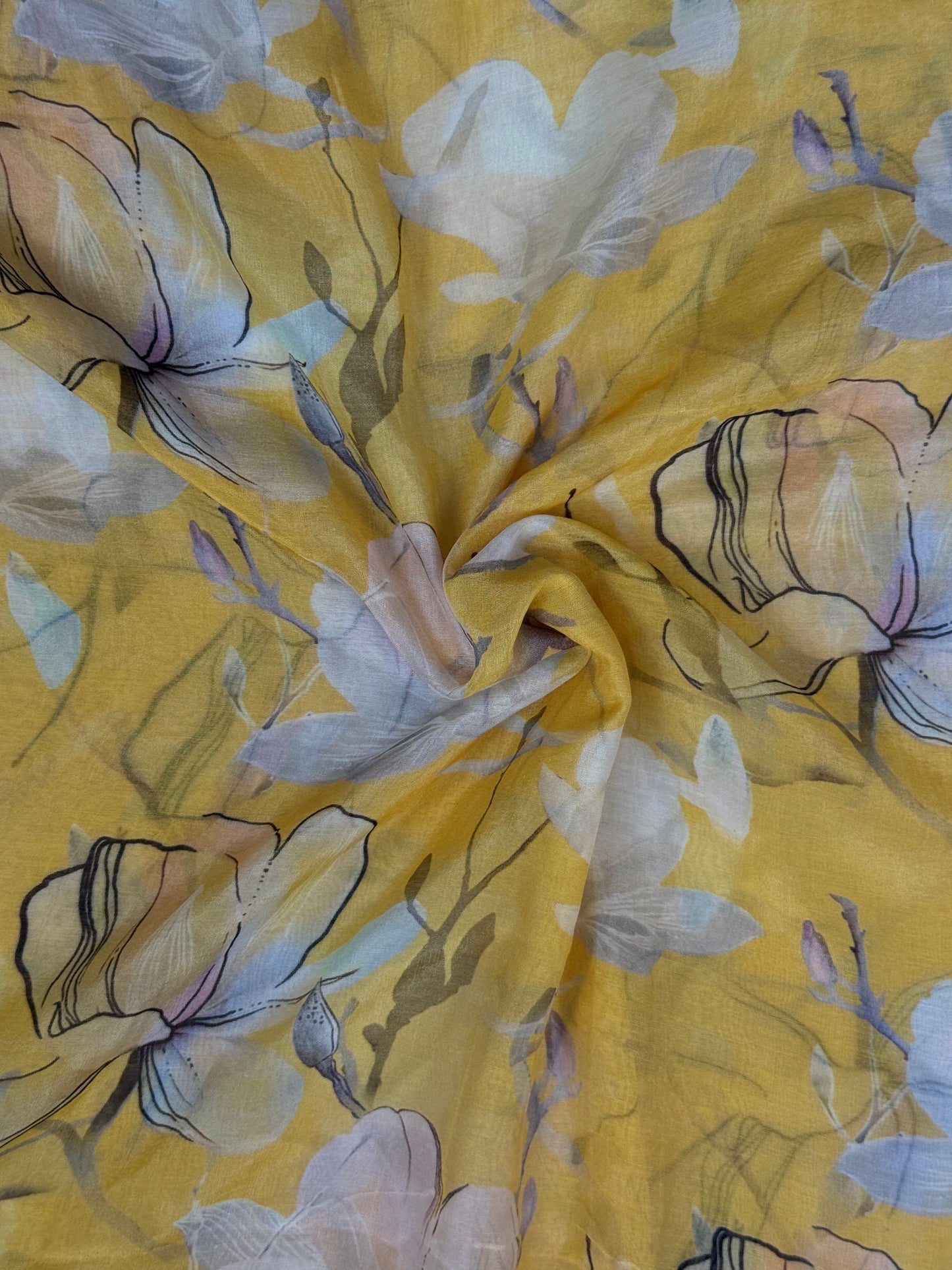 Digital Printed Banarasi Malai Chanderi fabric