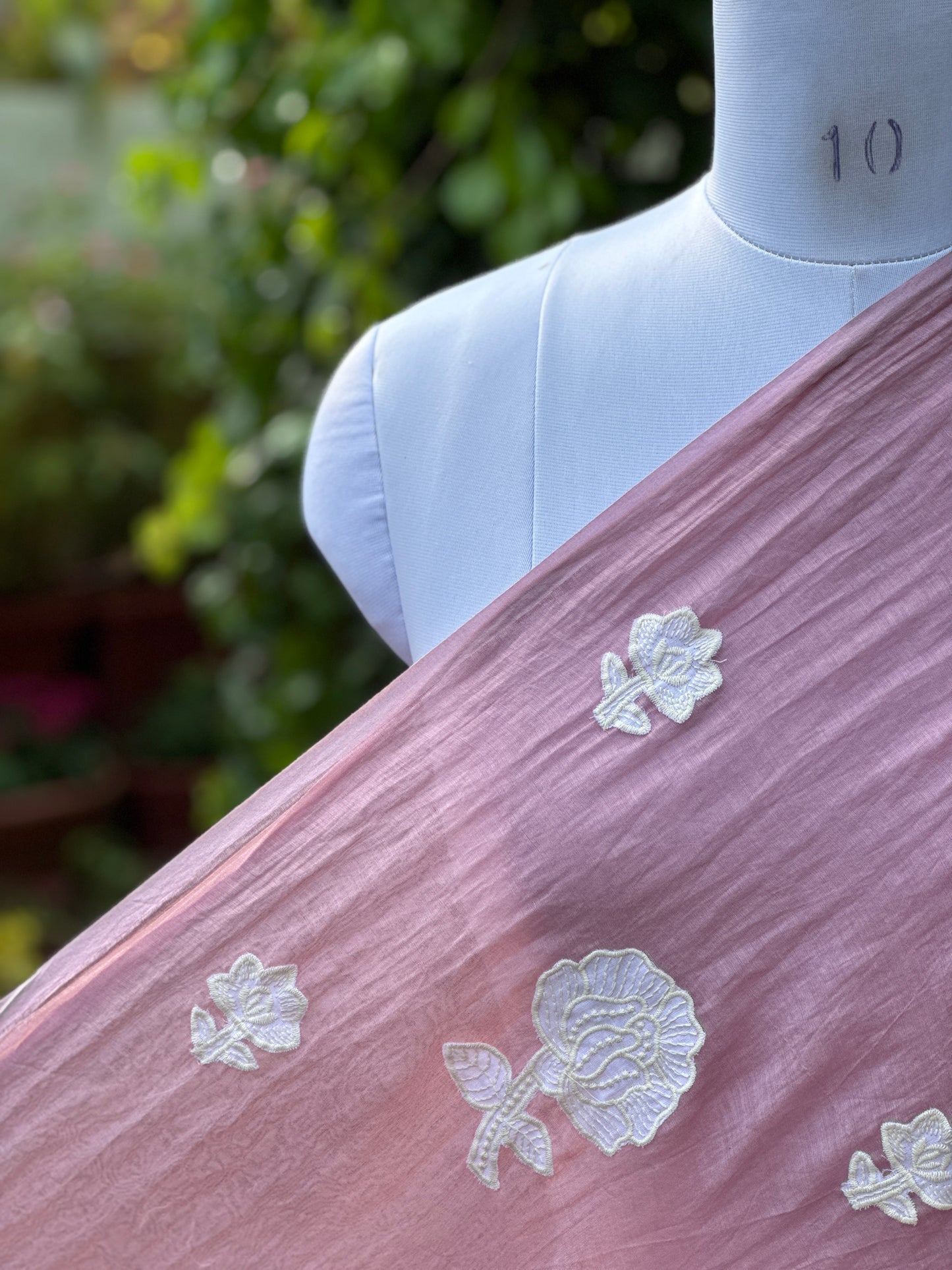 Applique Embroidered 40gm Banarasi Chanderi Fabric