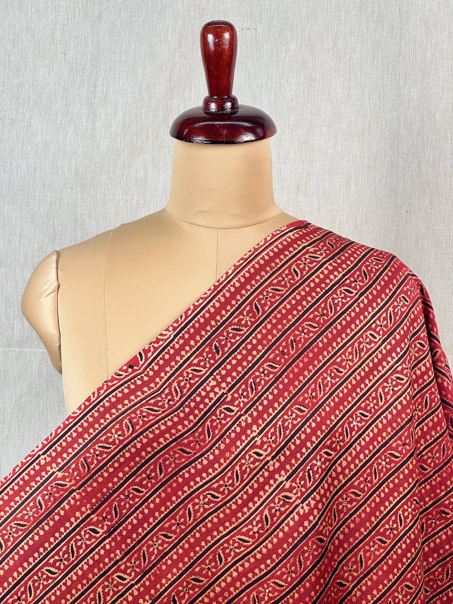 Ajrak Printed Banarasi Chanderi Fabric