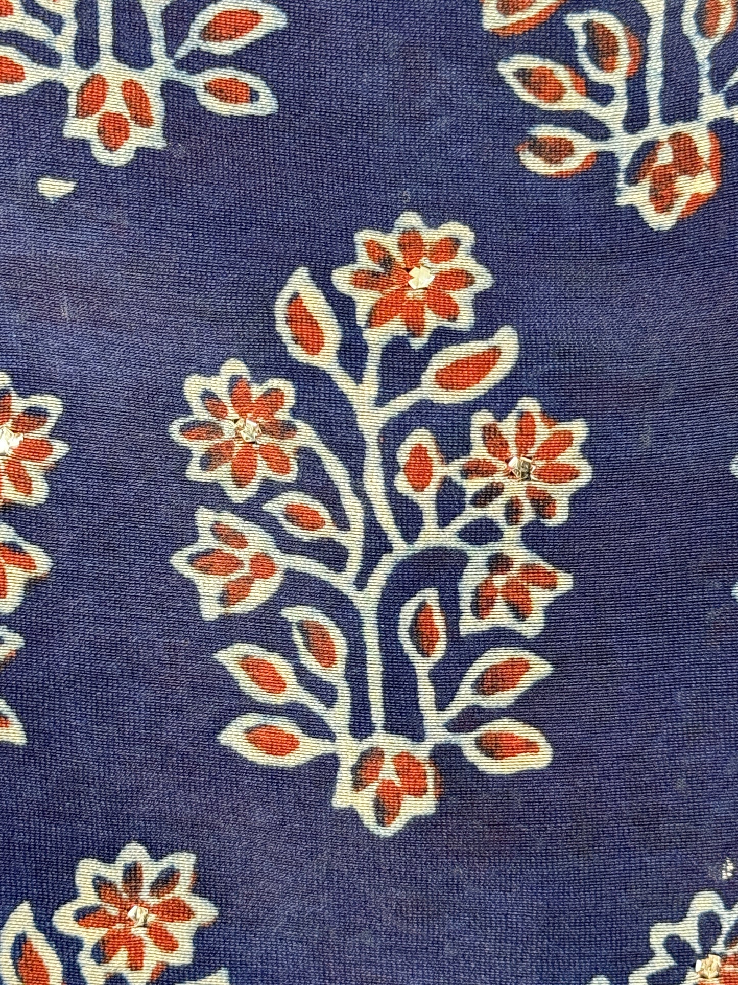 Ajrak Printed Banarasi Chanderi Fabric