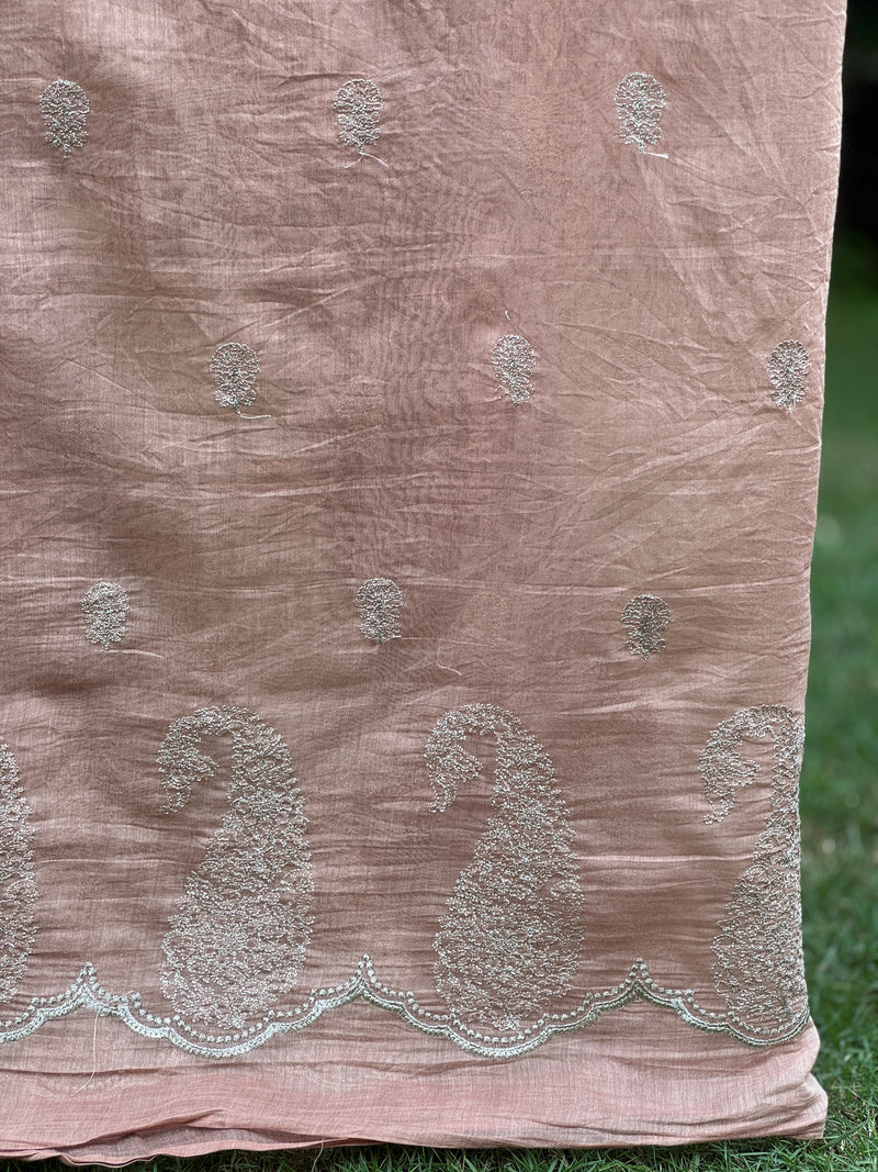 Embroidered 40gm Banarasi Chanderi Fabric