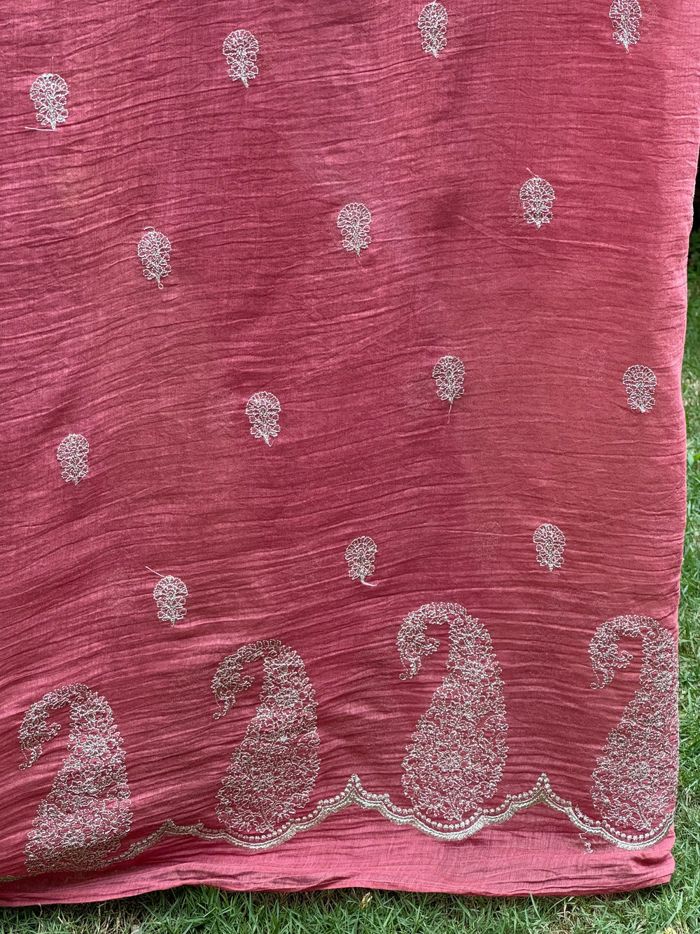 Embroidered 40gm Banarasi Chanderi Fabric