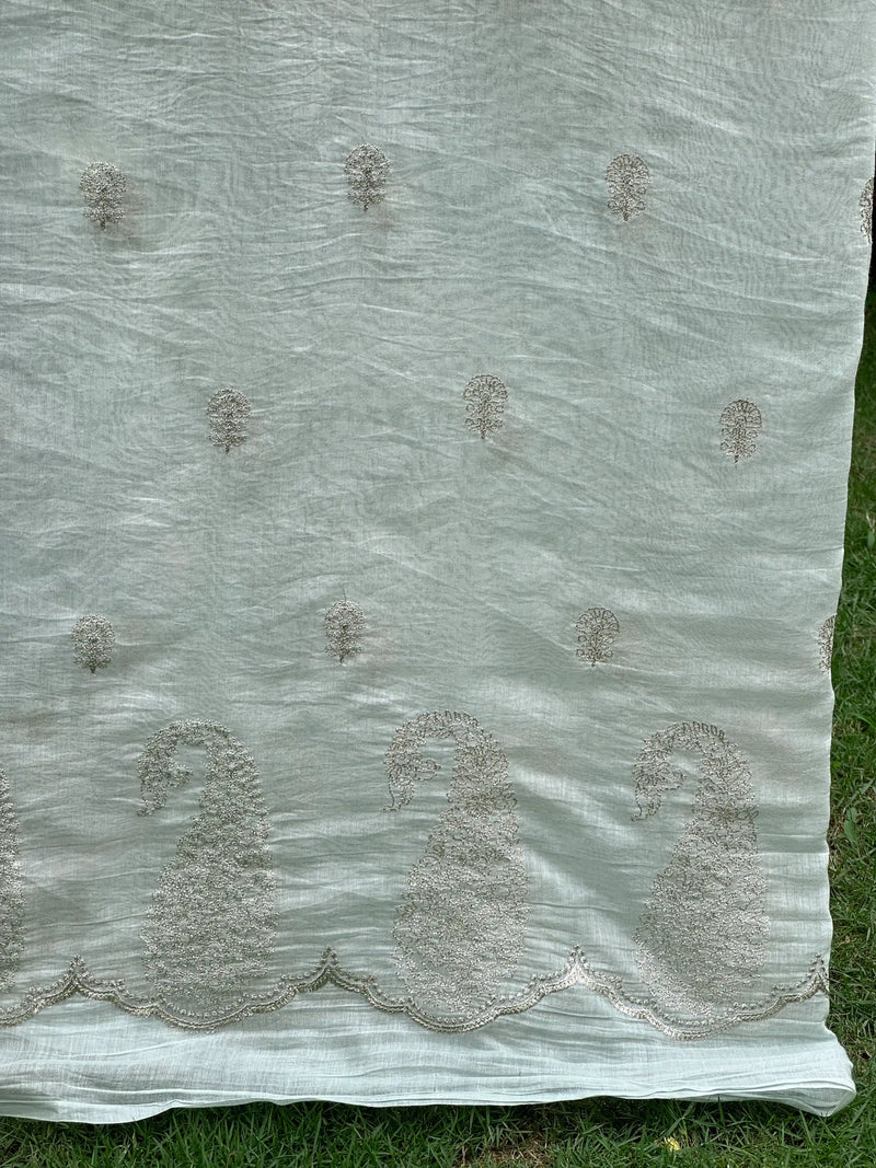 Embroidered 40gm Banarasi Chanderi Fabric