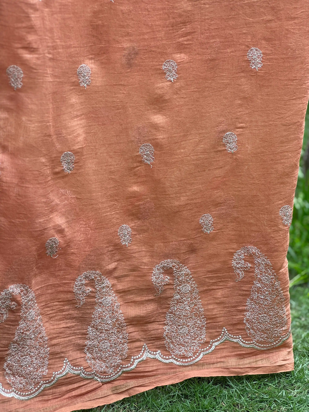 Embroidered 40gm Banarasi Chanderi Fabric
